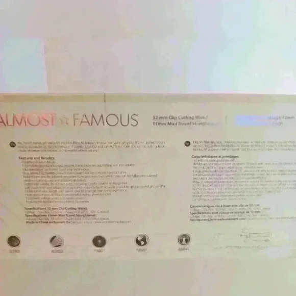 ALMOST FAMOUS Beach Wave Babe 2-Piece Set Curling Wand & Mini Iron New In Box - Picture 5 of 7